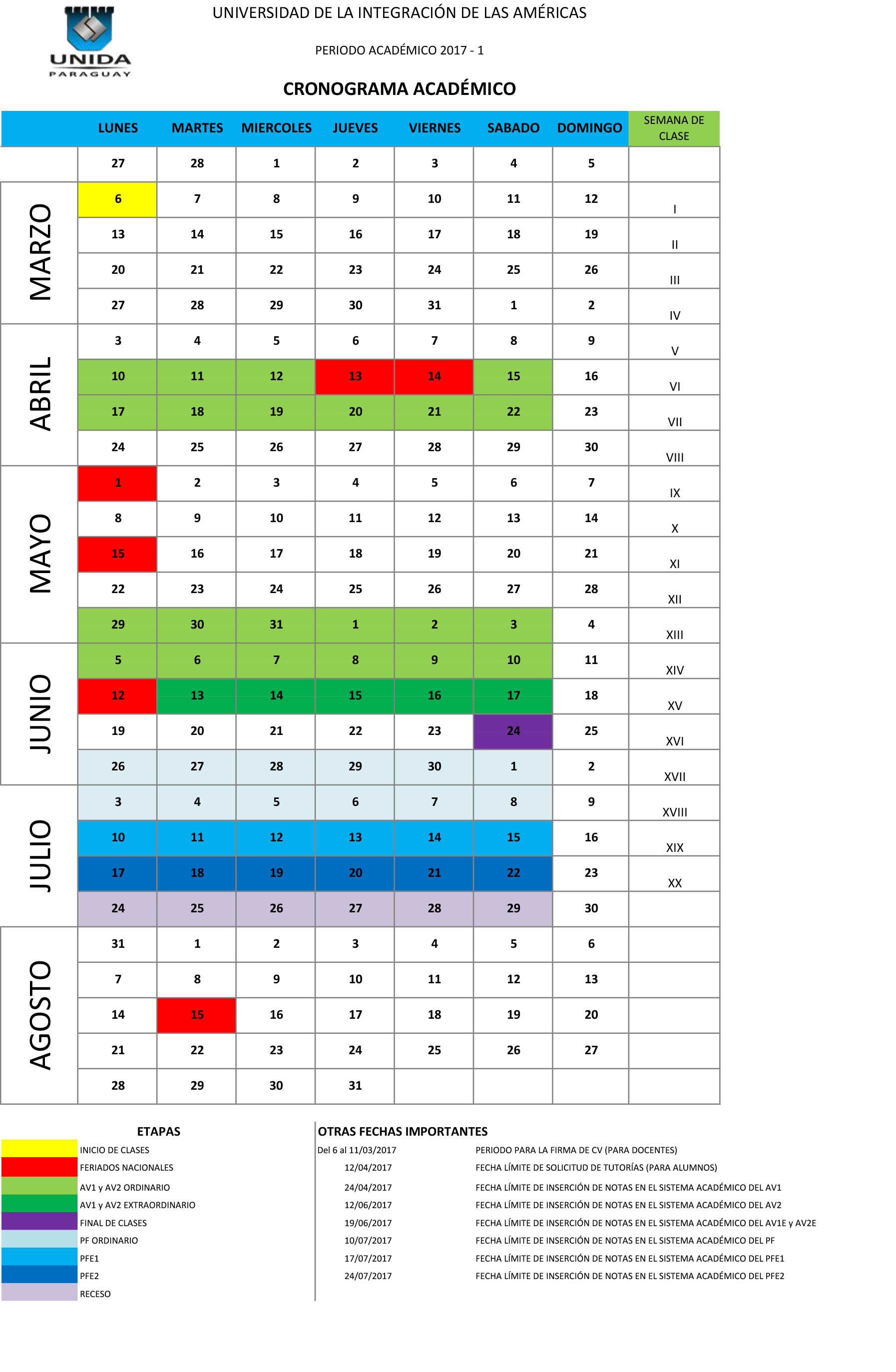 Descarga el calendario académico 2017 para imprimir